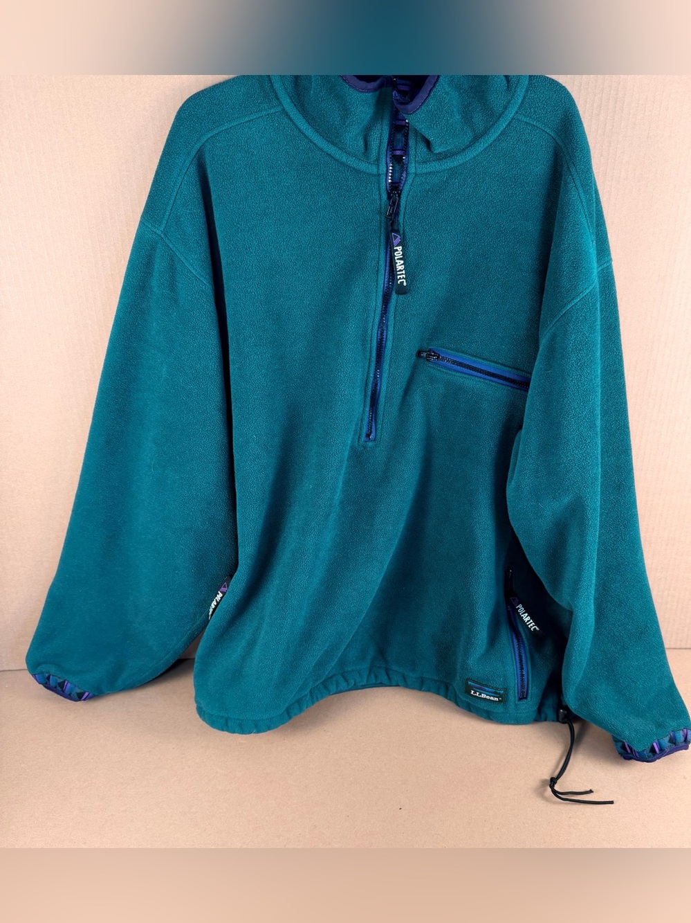 Vintage 90s LL Bean Snap T Fleece Unisex Pullover Teal Blue Fleece Ski XXL